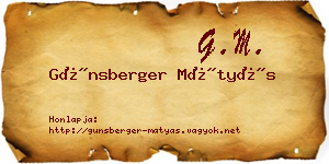 Günsberger Mátyás névjegykártya